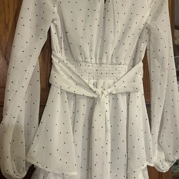 Japna White Polka Dot Mini Dress Worn Once XS - Picture 4 of 4
